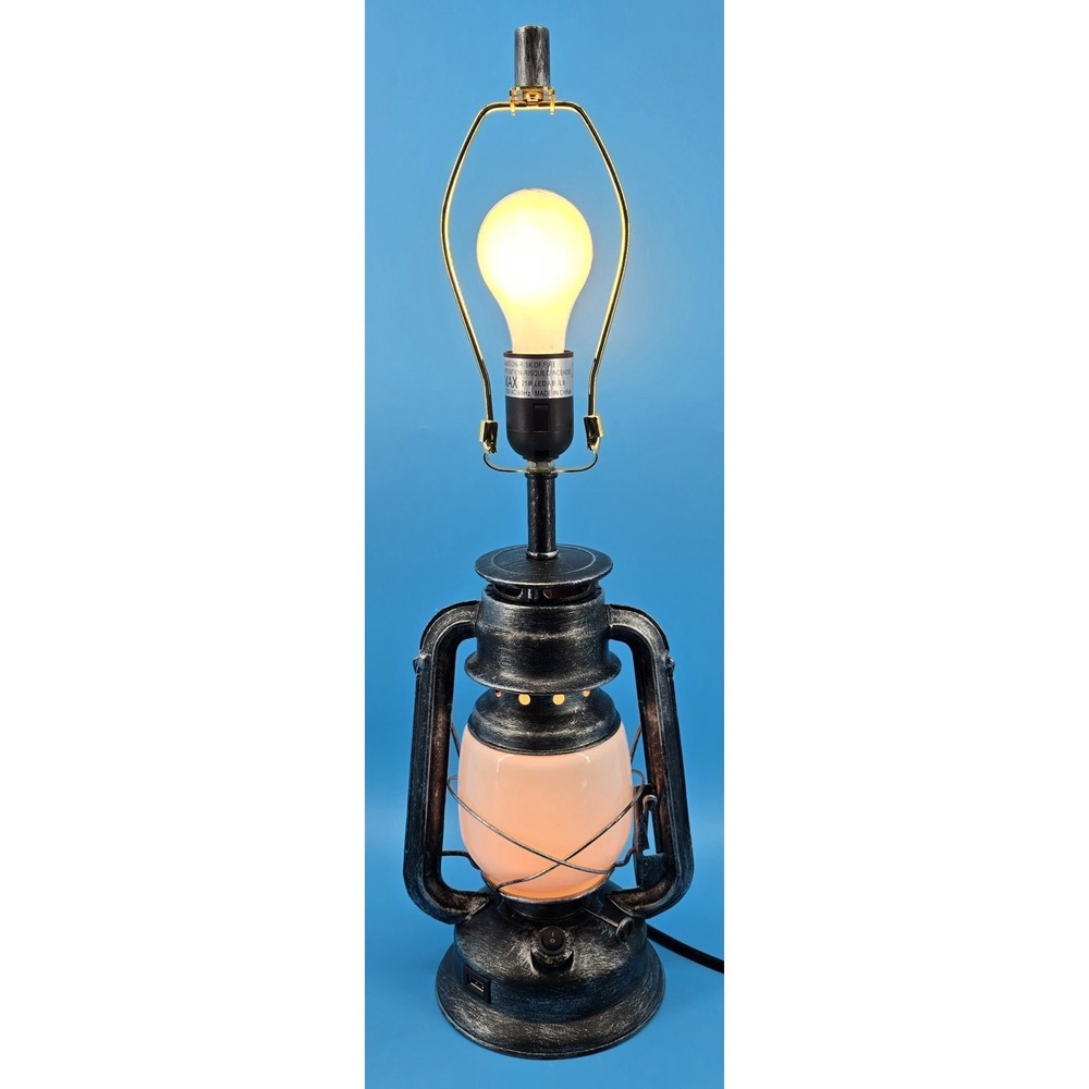 Lantern‎ Table Lamp Living Room Metal & Plastic Touch Dimmable Farmhouse Rustic